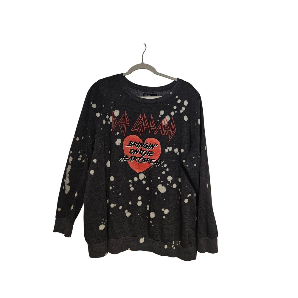 The Vinylicons Def Leppard Bringin On The Heartbreak Bleached Sweatshirt Gray XL